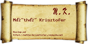 Máthé Krisztofer névjegykártya